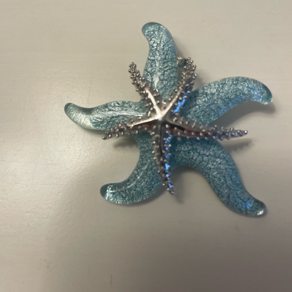 Blue Starfish Pendant Necklace on Turquoise Silk Cord up to  17 in  NNT - Picture 7 of 10